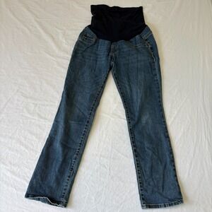 Indigo Blue Womens Blue Denim‎ Mid Wash Comfort Stretch Maternity Jeans Size PM